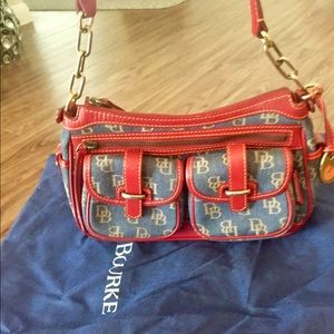 Dooney & Bourke Classic Denim Print/Red Purse